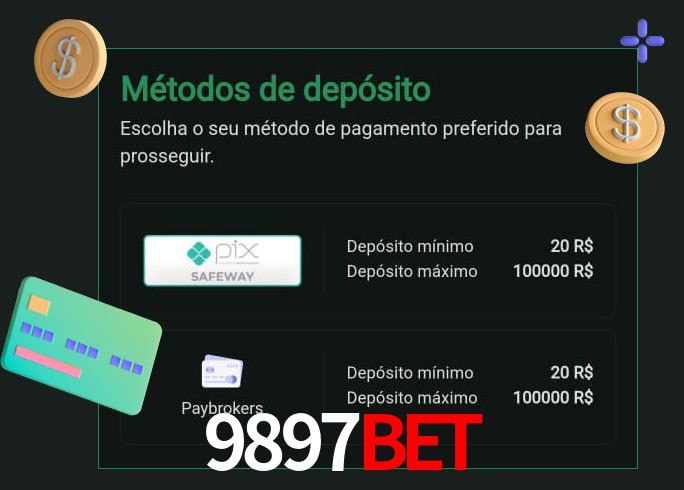 O cassino 9897bet oferece uma grande variedade de métodos de pagamento